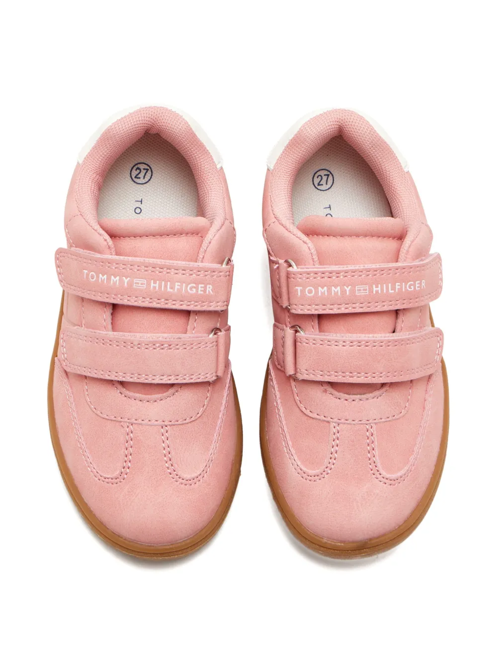 Tommy Hilfiger Junior Suède sneakers met dubbele bandjes Roze