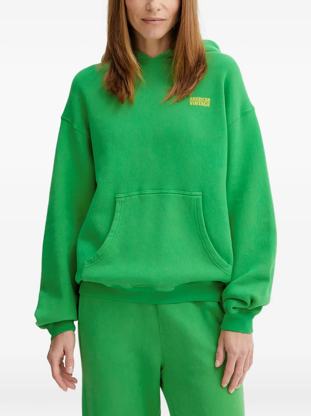 American Vintage Izubird kangaroo-pocket hoodie - Verde