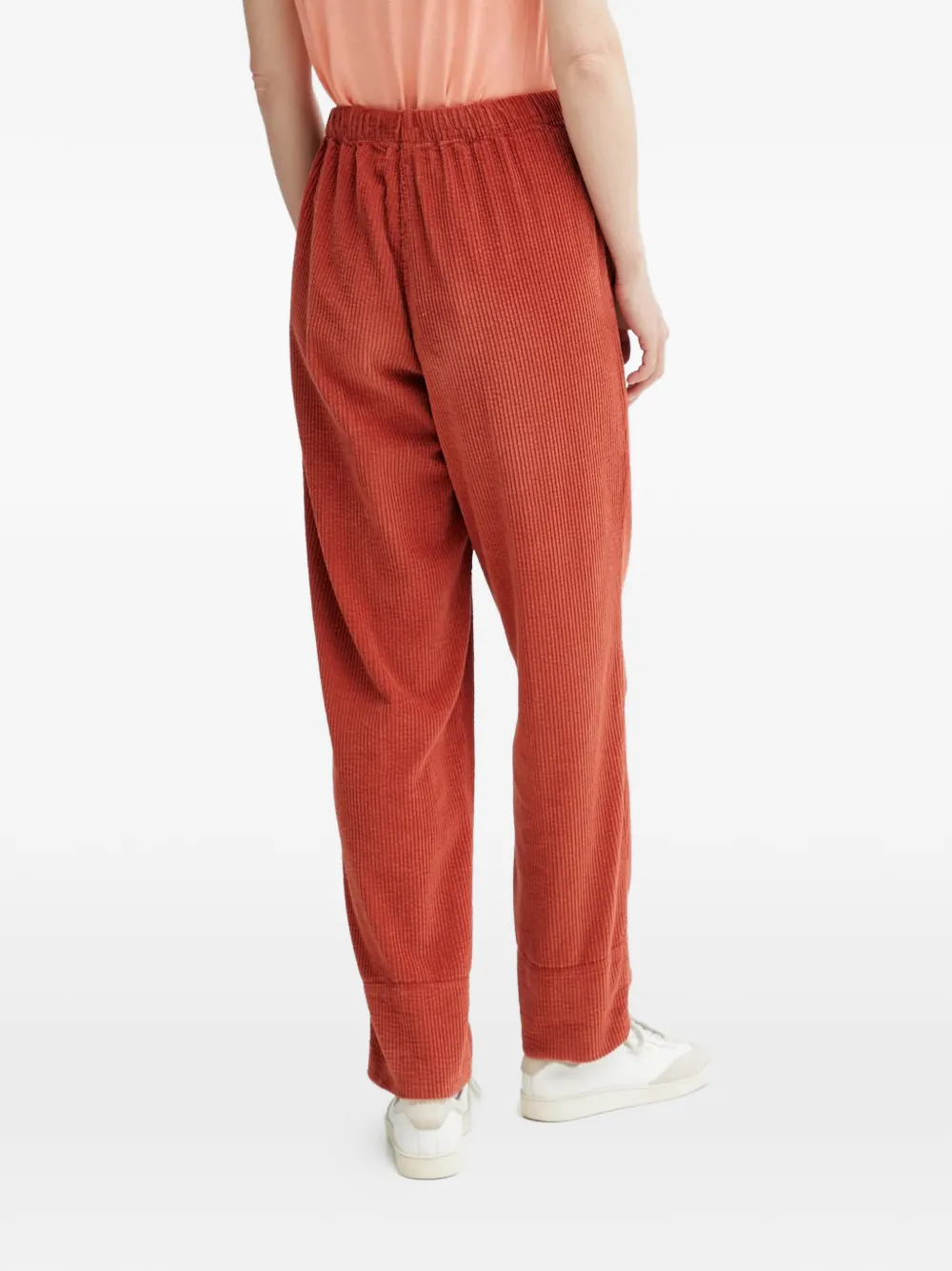 American Vintage Ribfluwelen broek met elastische tailleband Oranje