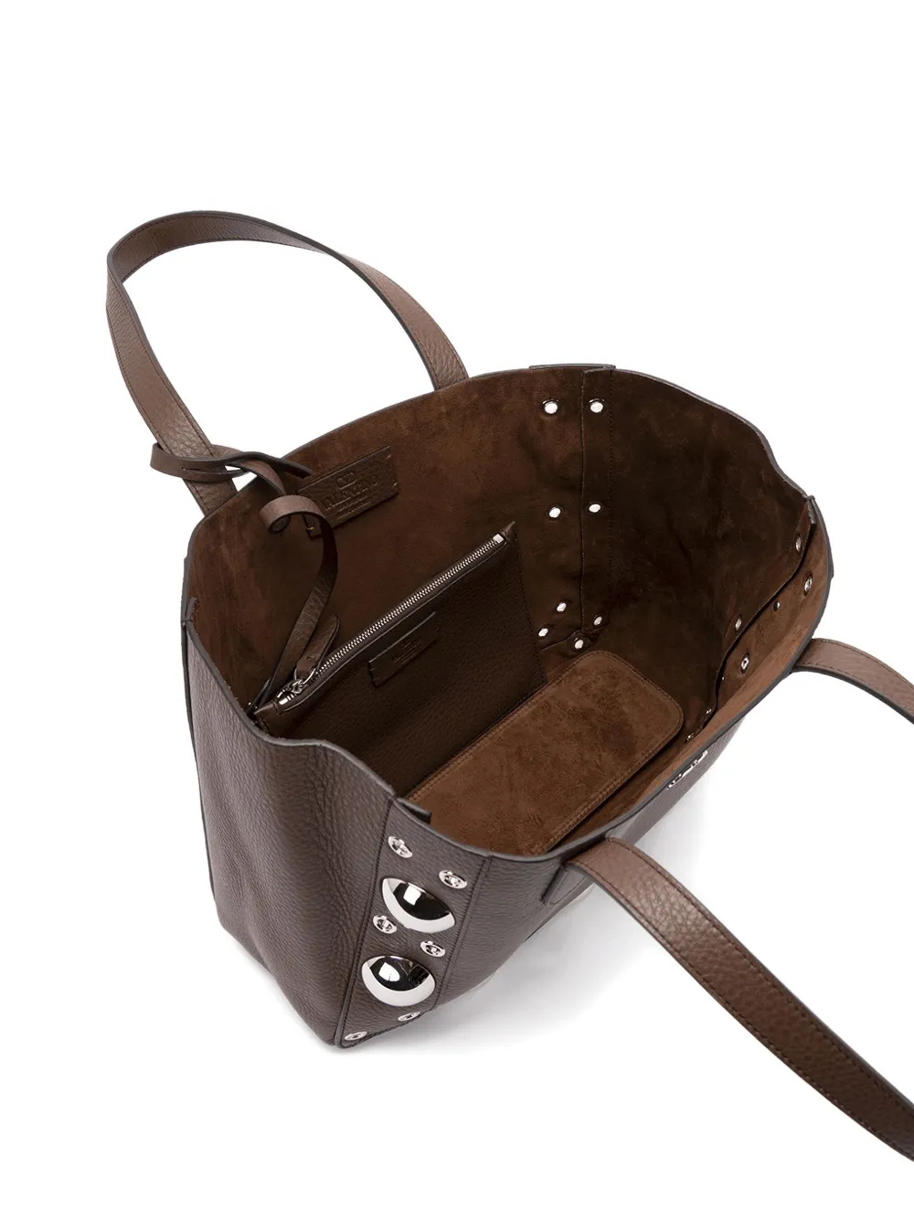 Valentino Garavani Leren shopper met metallic ringlets Bruin