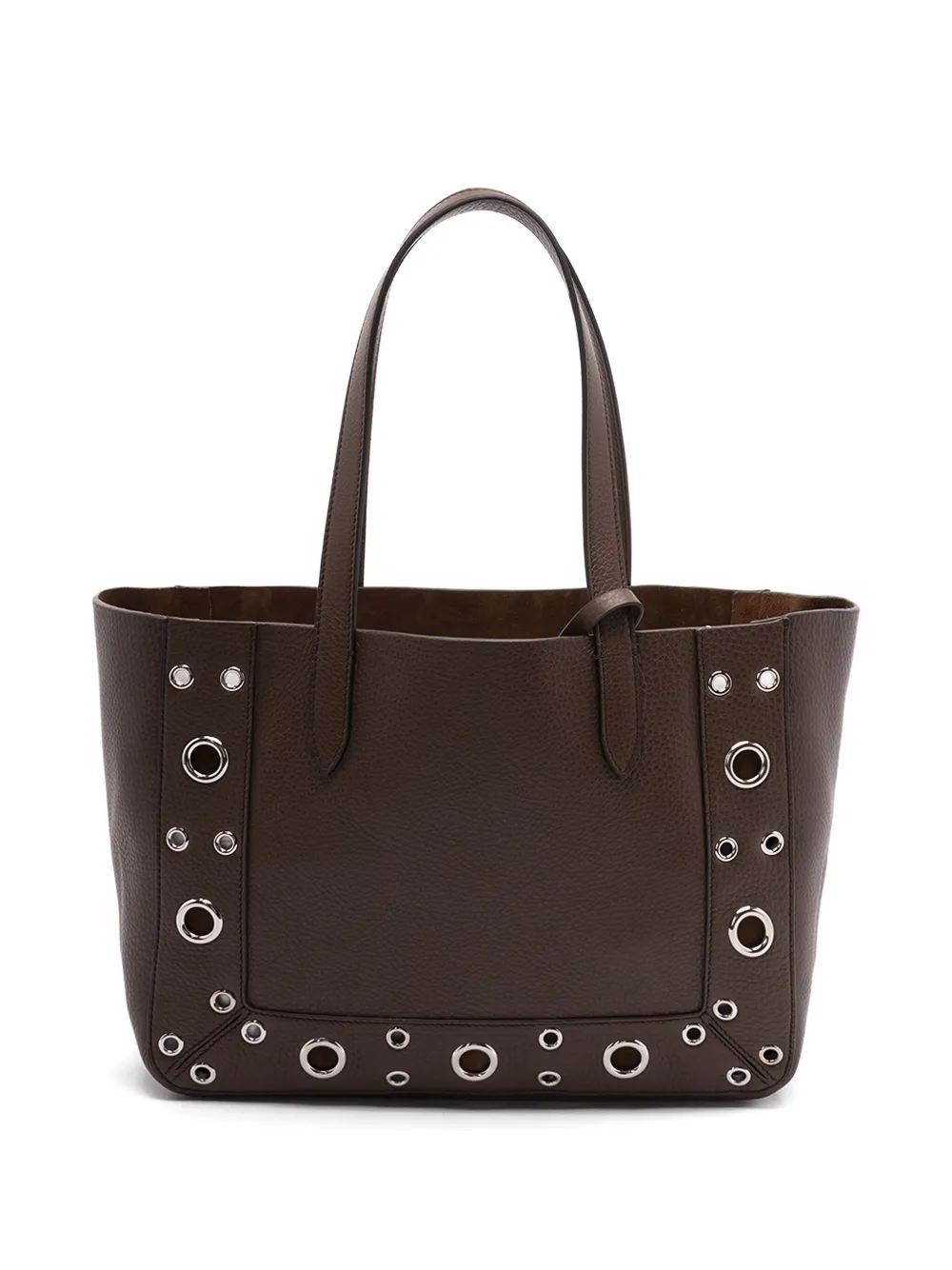 Valentino Garavani metallic-eyelet leather tote bag - Bruin