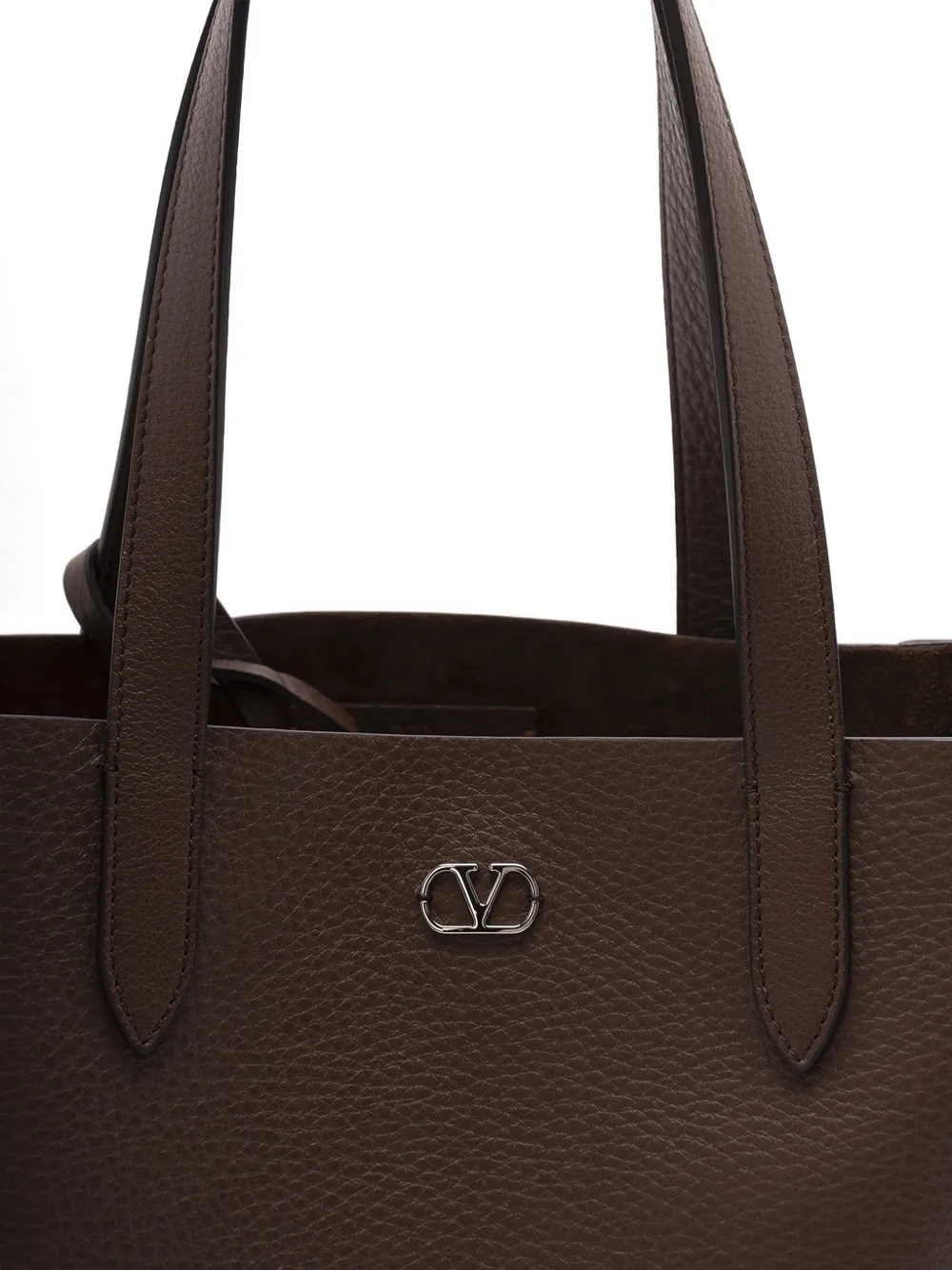 Valentino Garavani Leren shopper met metallic ringlets Bruin