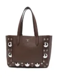 Valentino Garavani metallic-eyelet leather tote bag - Brown