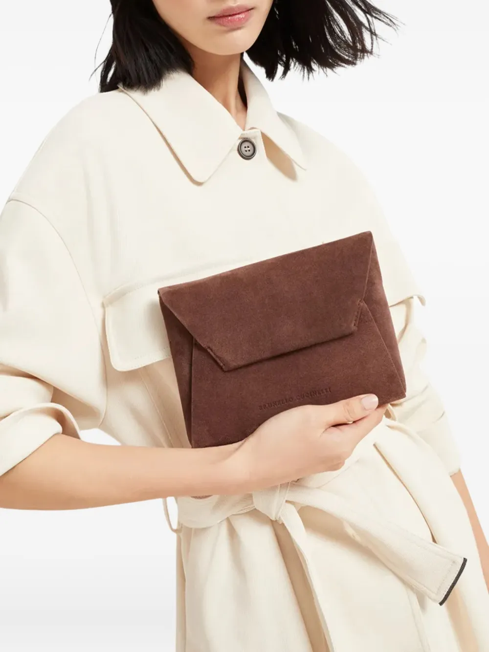Brunello Cucinelli BC Duo suede shoulder bag - Bruin