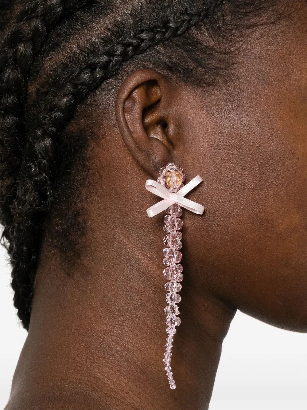 Simone Rocha Oorbellen met kristallen en strik - Roze