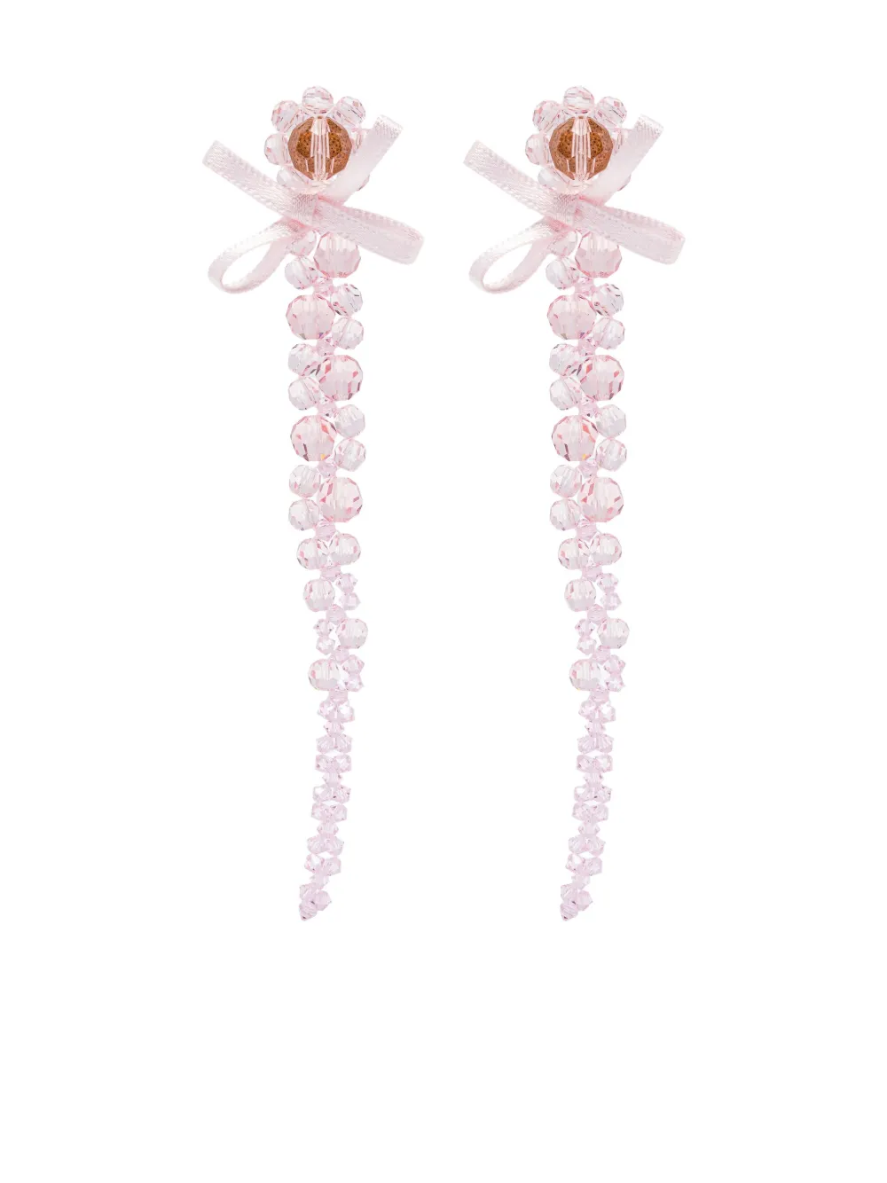 Simone Rocha crystal-beaded bow earrings | Pink | Image 1