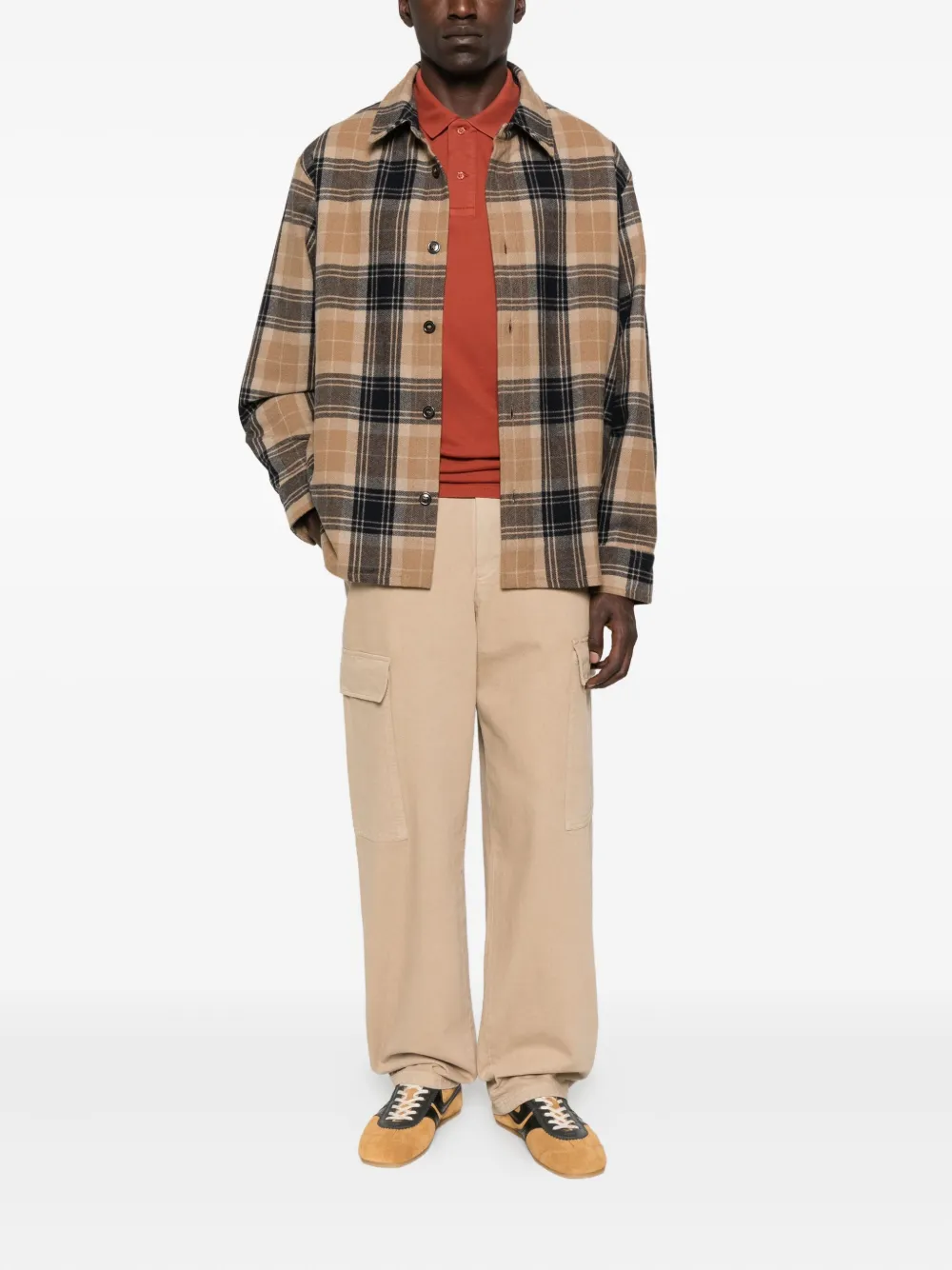 Apc Plaid Check-pattern Shirt In Brown