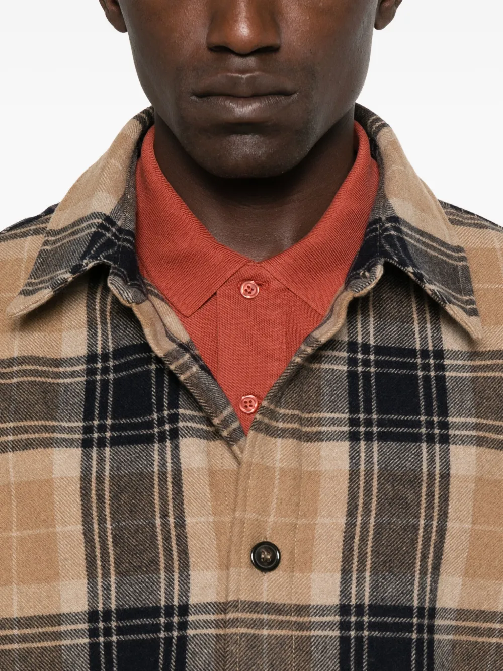 Apc Plaid Check-pattern Shirt In Brown