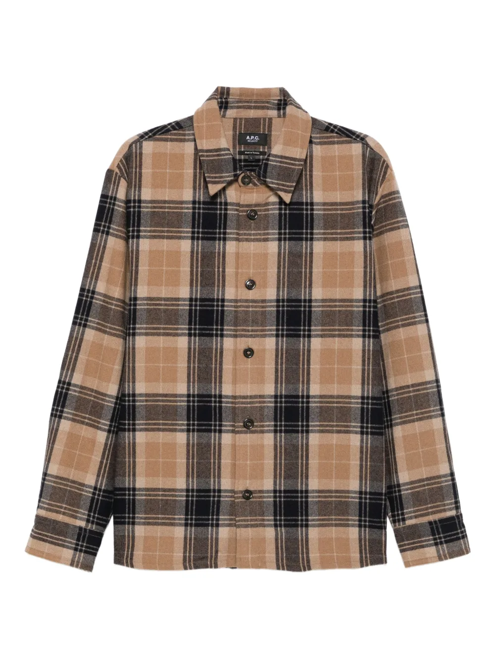 Apc Plaid Check-pattern Shirt In Brown