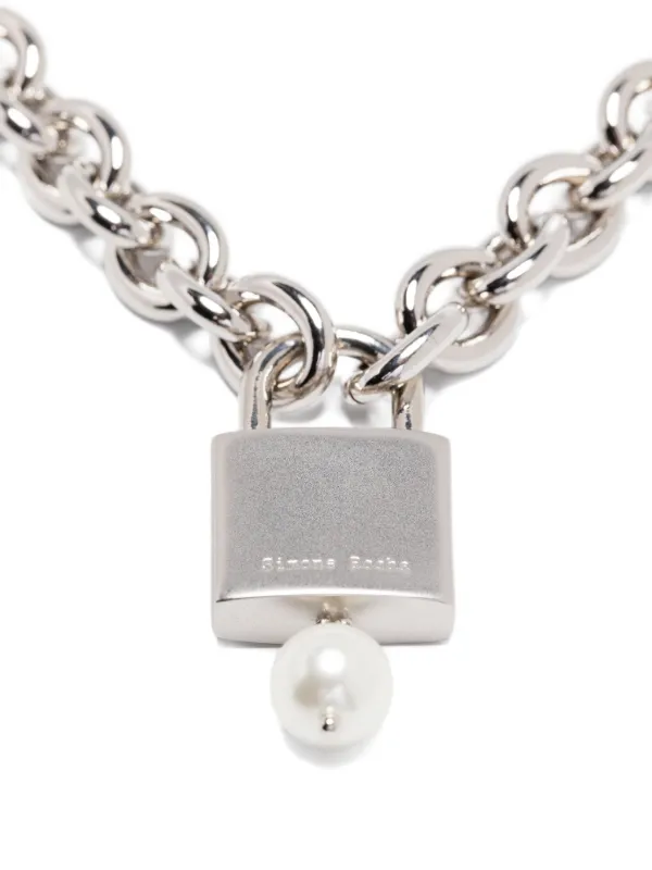 Simone Rocha Padlock Pearl Necklace | Silver | FARFETCH