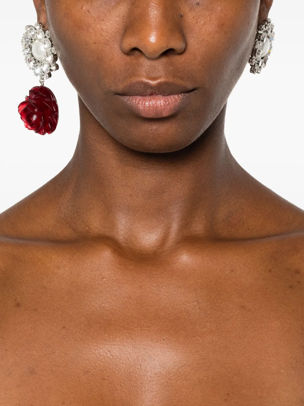 Magda Butrym rose crystal-embellished earrings - Rood