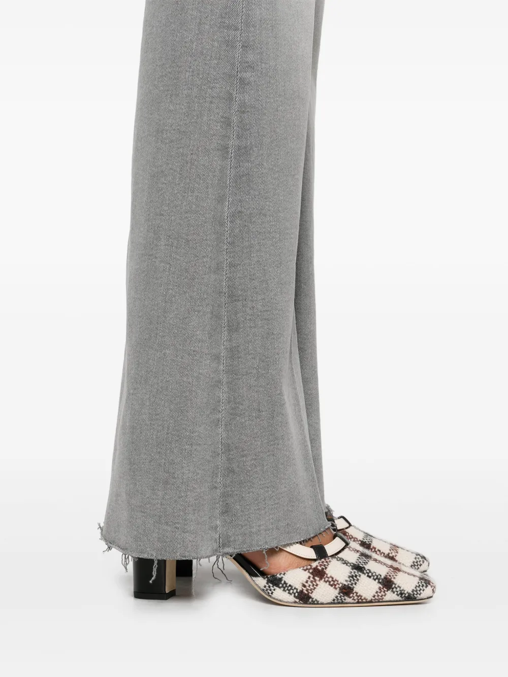 MOTHER Flared jeans met franje Grijs