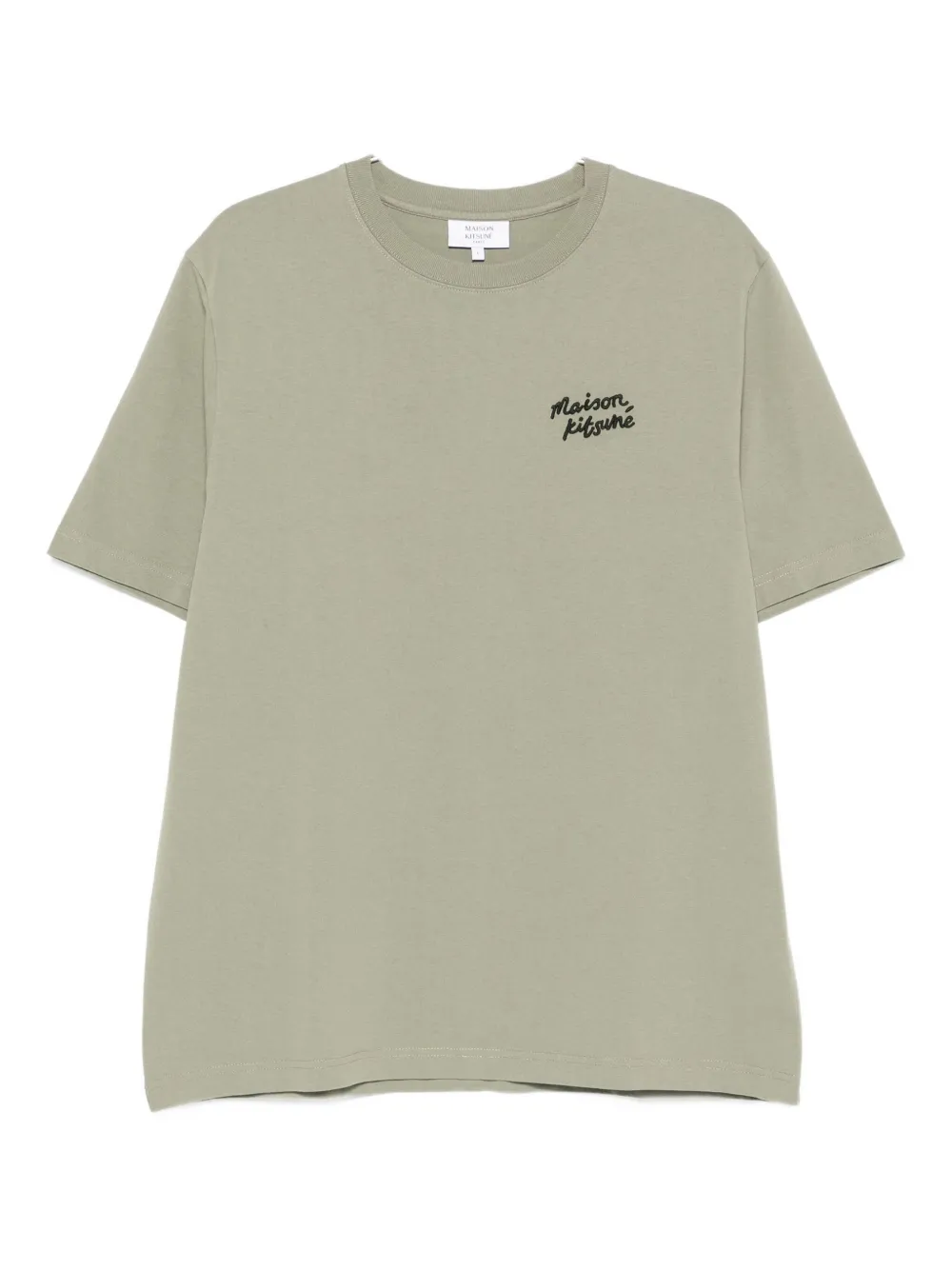 Maison Kitsuné logo-embroidered cotton T-shirt Groen