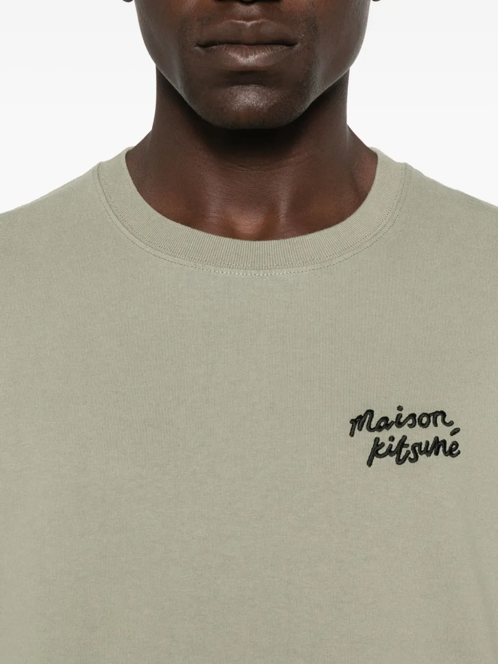 Maison Kitsuné Katoenen T-shirt met geborduurd logo Groen