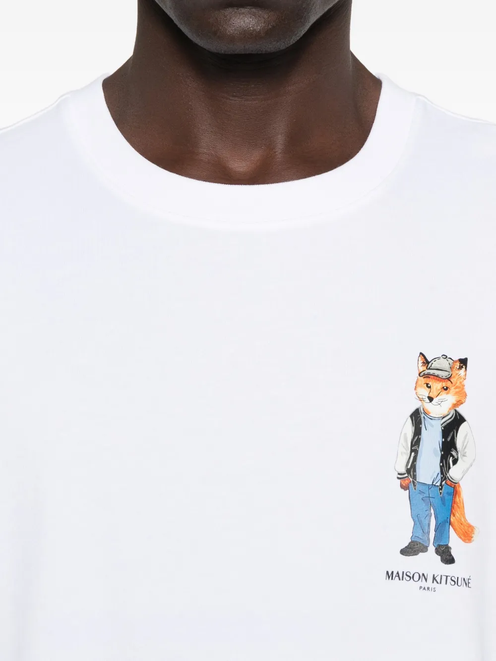 Maison Kitsuné T-shirt met vossenprint Wit