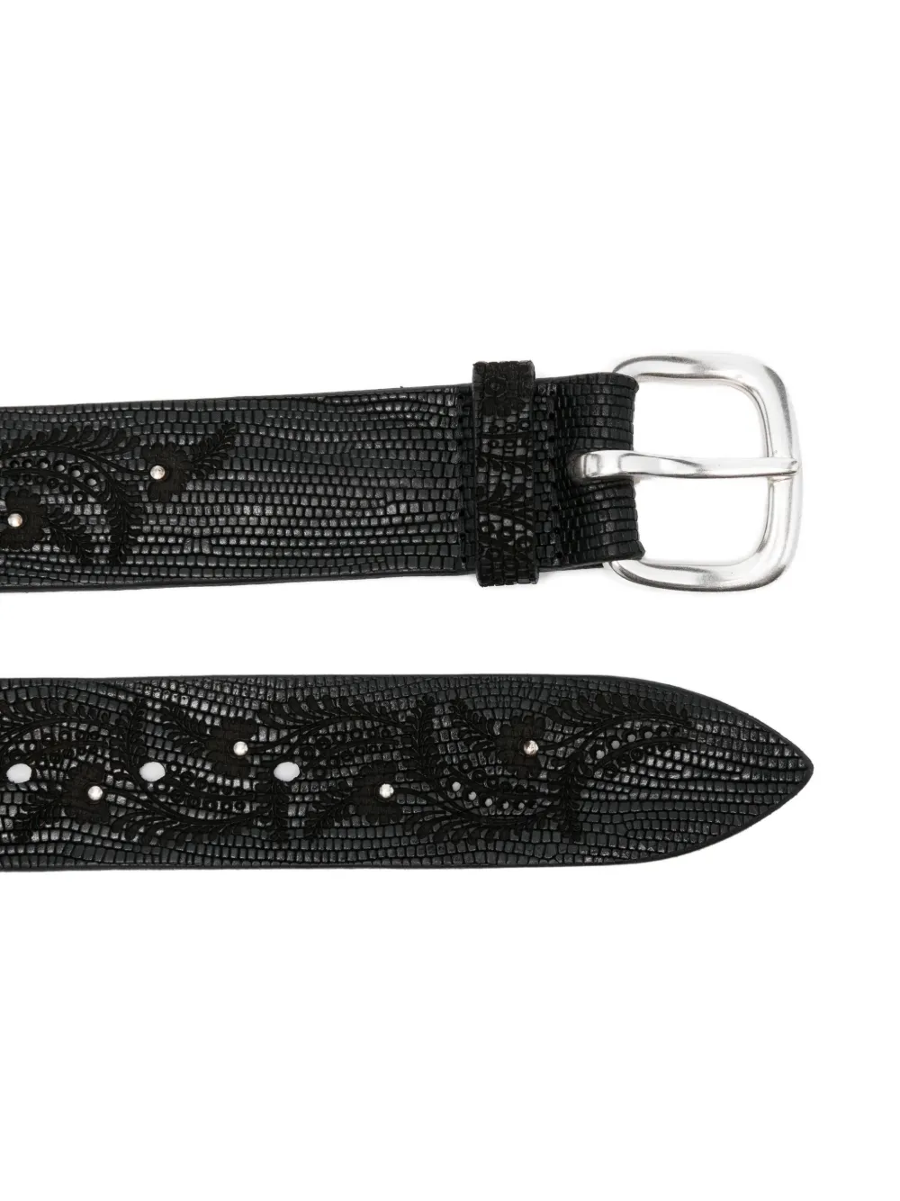 Orciani floral leather belt - Zwart