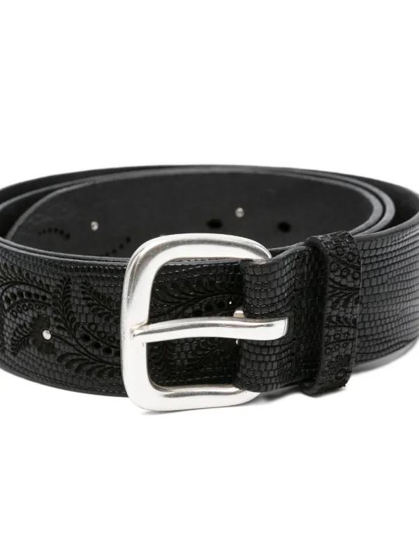 Orciani Floral Leather Belt Black FARFETCH IN