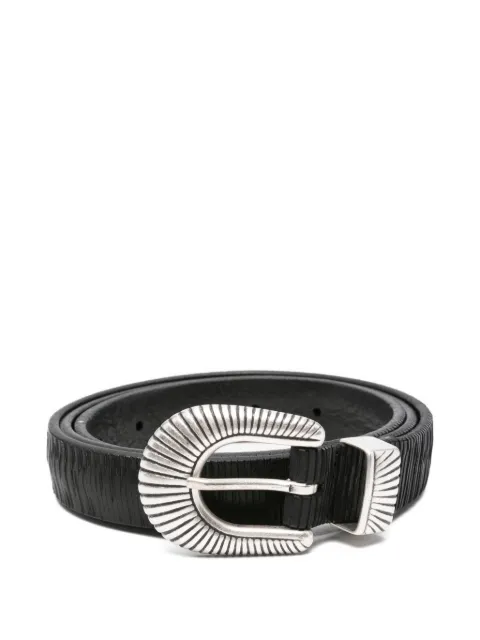 Orciani textured leather sunray buckle belt