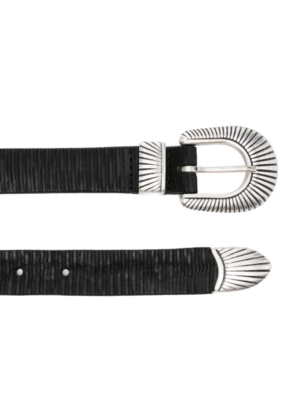 Orciani textured leather sunray buckle belt - Zwart