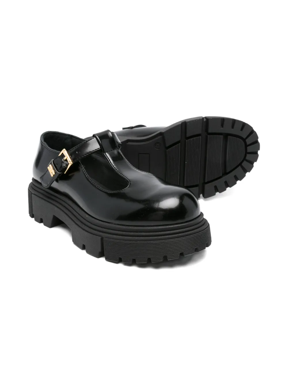 Elisabetta Franchi La Mia Bambina buckle t-bar ballerina - Zwart
