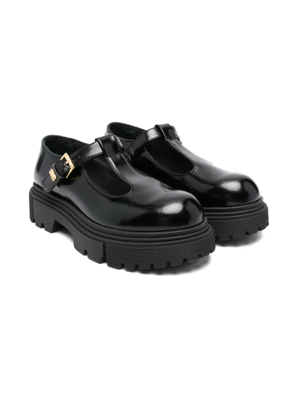 Elisabetta Franchi La Mia Bambina buckle t-bar ballerina Zwart