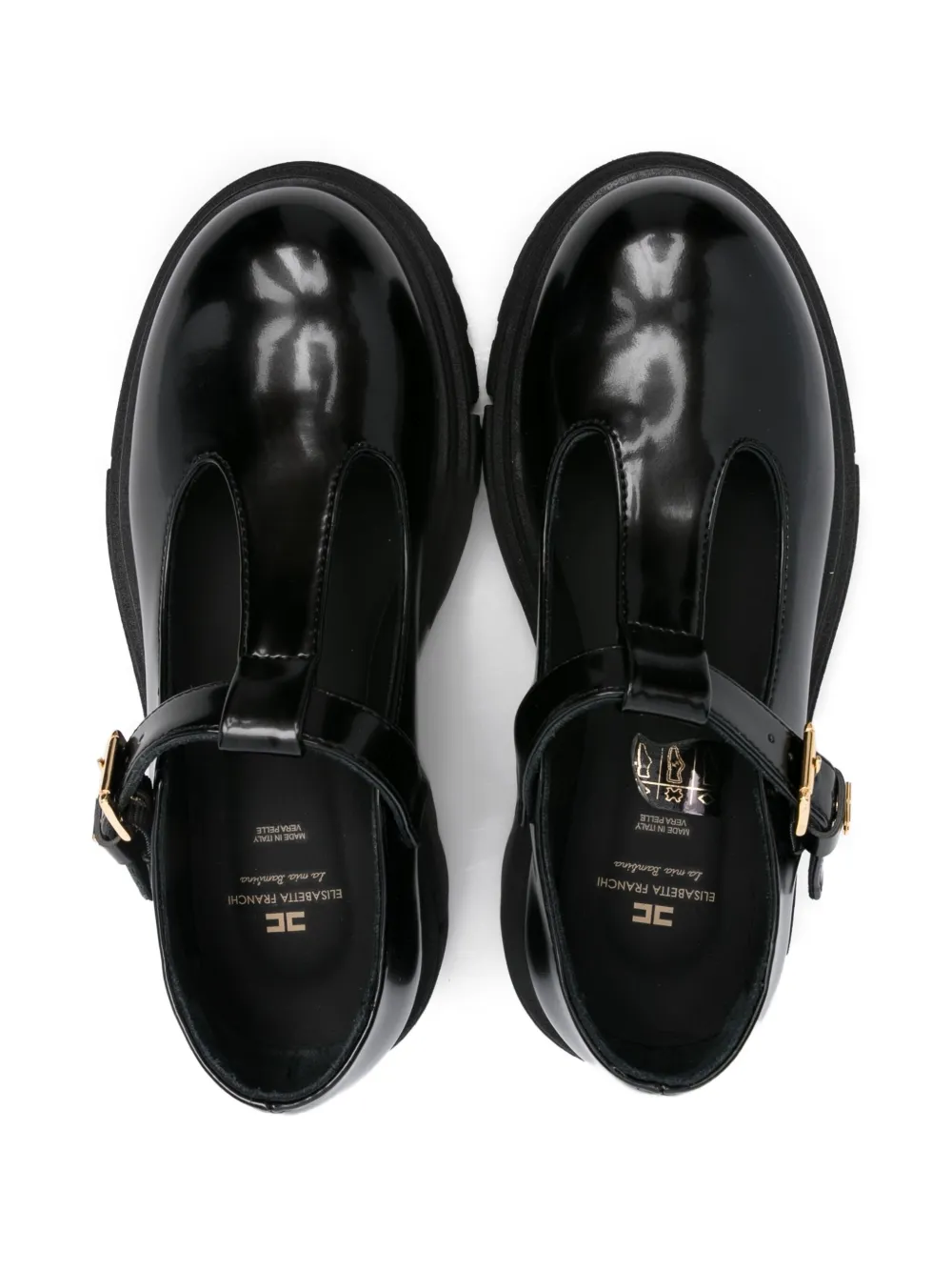 Elisabetta Franchi La Mia Bambina buckle t-bar ballerina Black