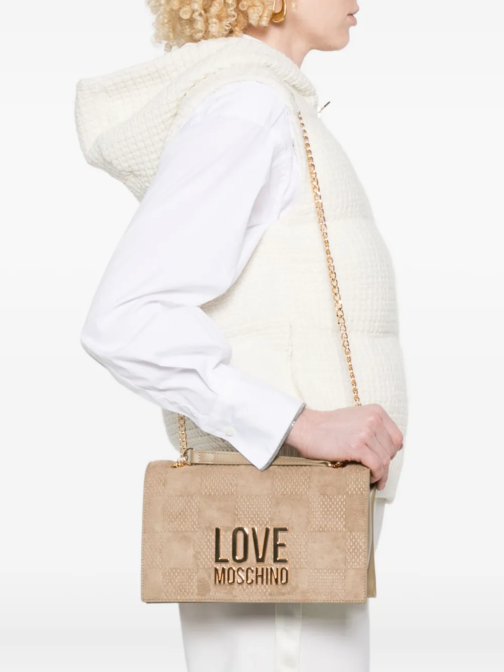 Love Moschino Schoudertas met logo - Beige
