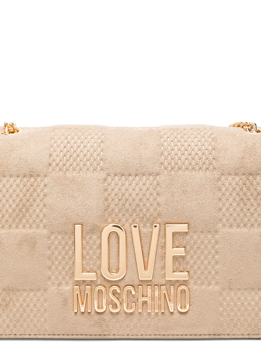Love Moschino Quilted Logo Shoulder Bag In Neutral