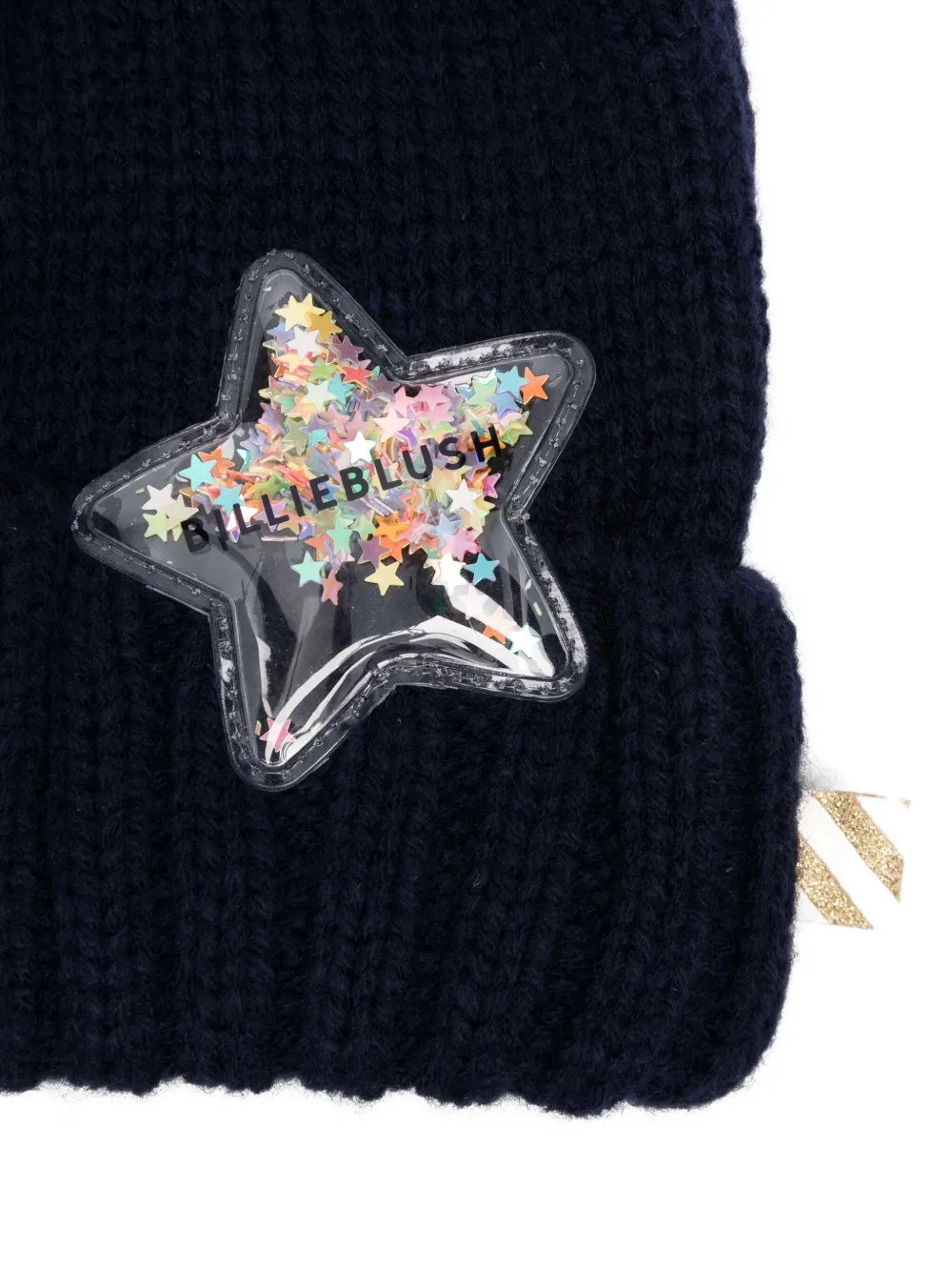 Billieblush star-detail pom-pom hat - Blauw