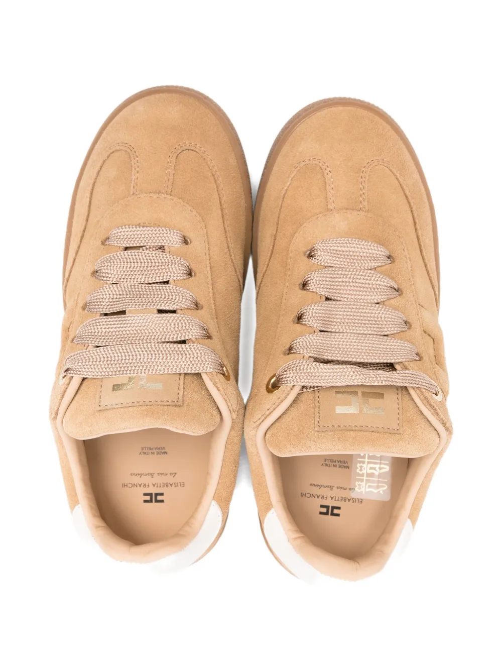Elisabetta Franchi La Mia Bambina suede lace-up sneakers Neutrals