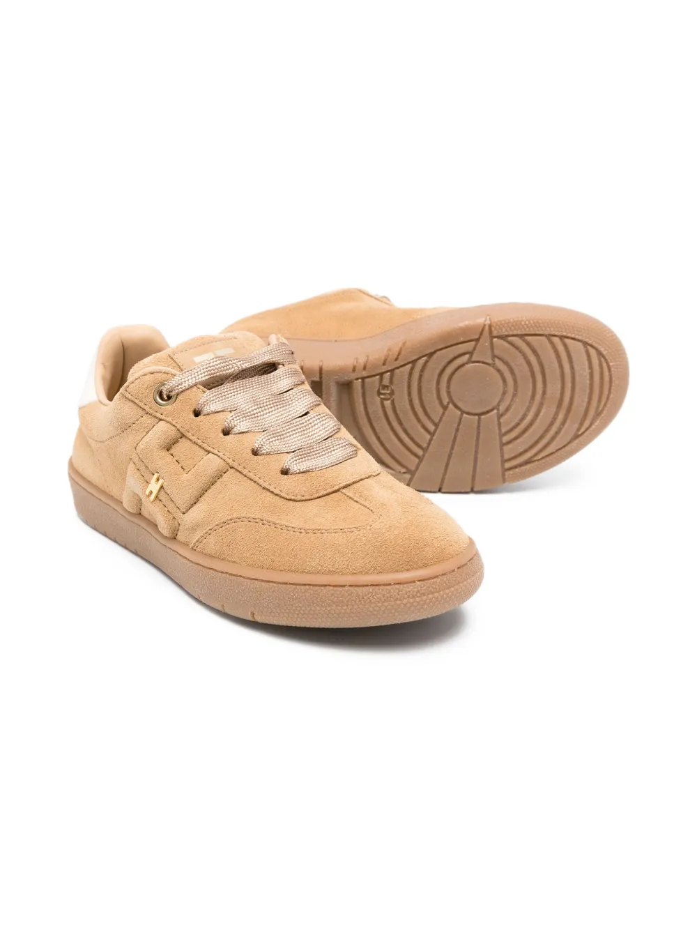 Elisabetta Franchi La Mia Bambina suede lace-up sneakers Neutrals