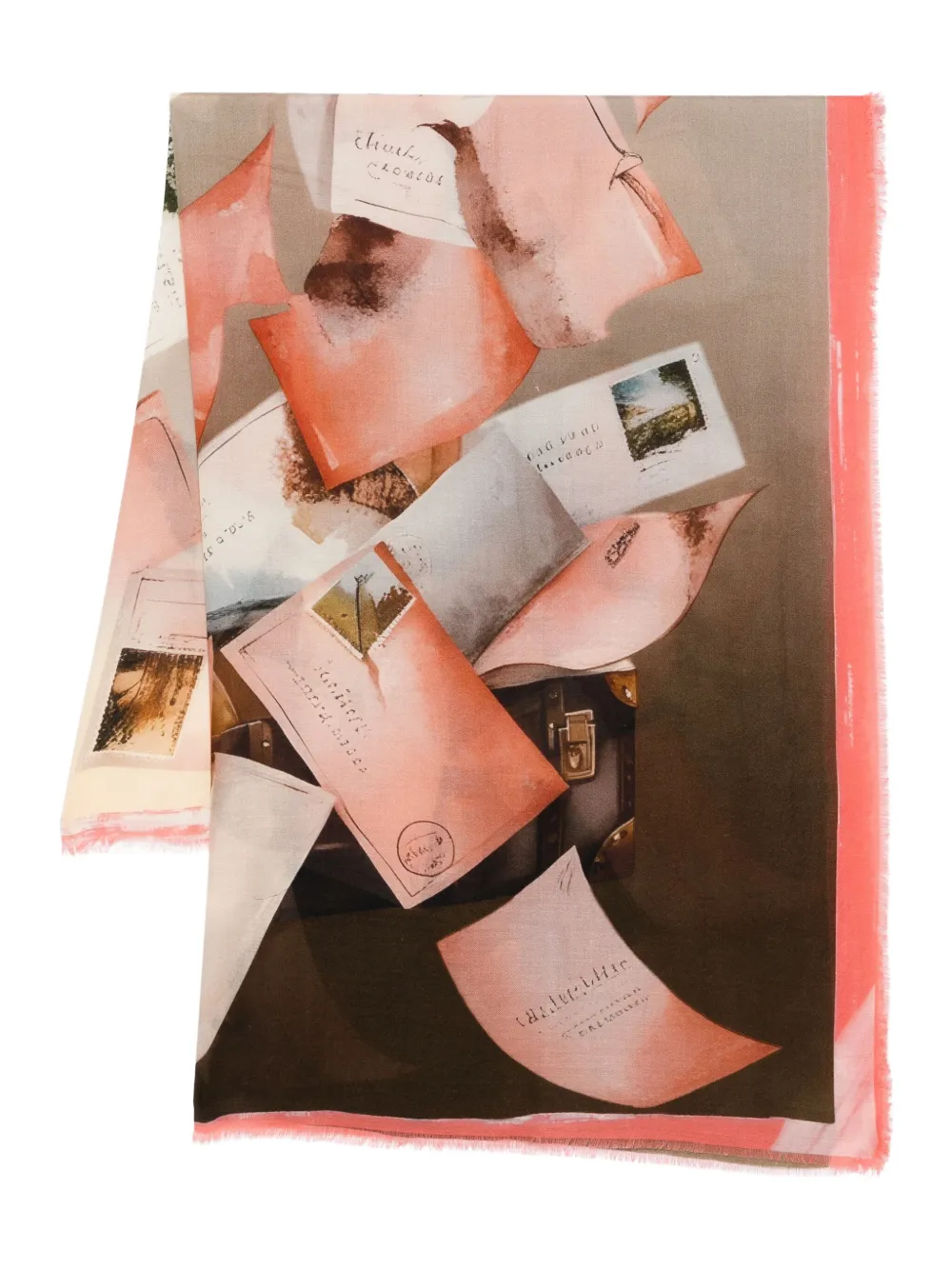 D'aniello Sjaal met franje en letterprint Roze