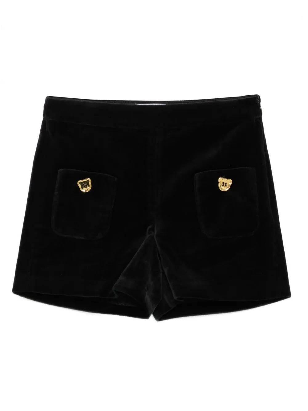 Moschino Kids velvet bear-button shorts - ブラック Moschino Kids velvet bear-button shorts - ブラック