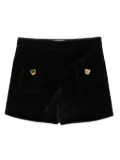 Moschino Kids velvet bear-button shorts - Black
