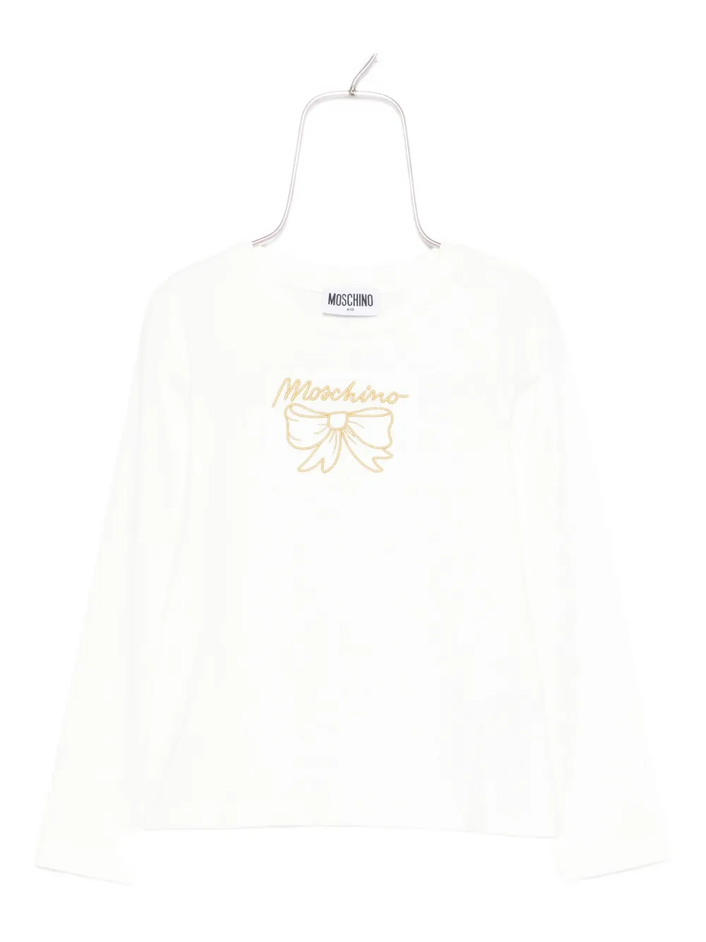 Moschino Kids bow-embellished long-sleeve T-shirt - Bianco