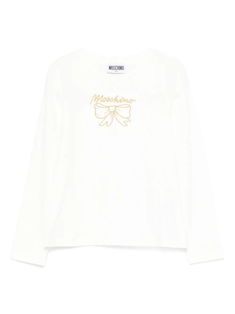 Moschino Kids T-hirt verfraaid met strik en lange mouwen Wit