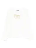 Moschino Kids bow-embellished long-sleeve T-shirt - White