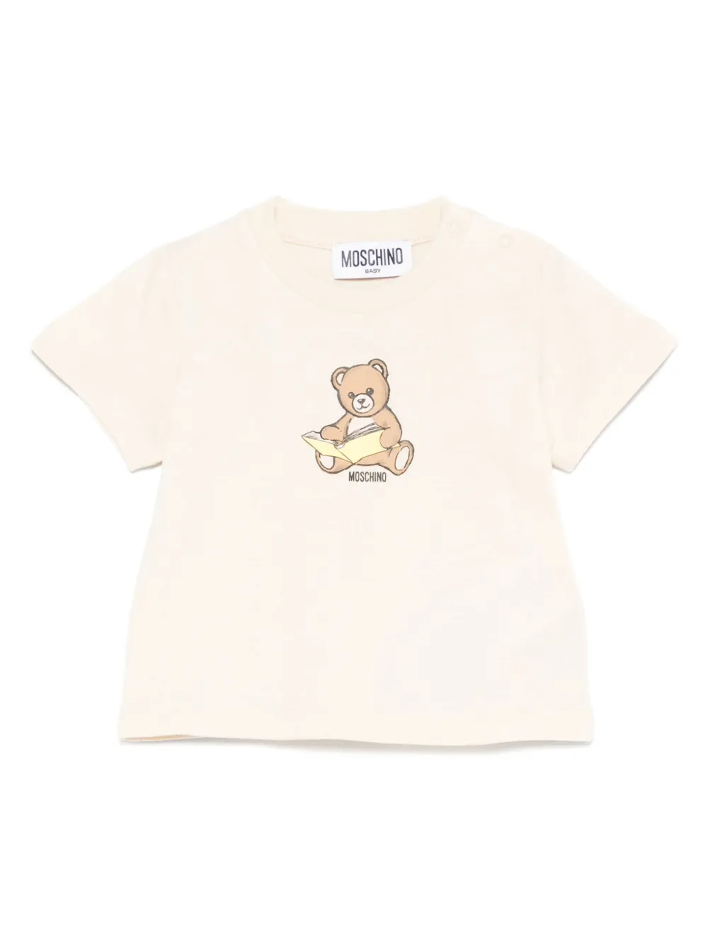 Moschino Kids Katoenen T-shirt met teddybeerprint Beige