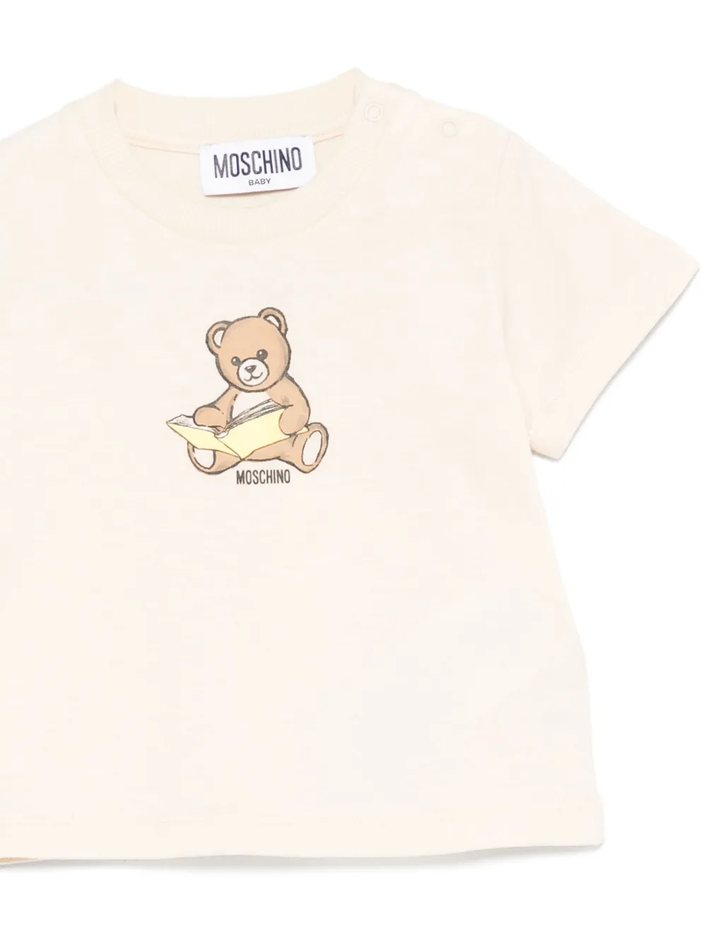 Moschino Kids Katoenen T-shirt met teddybeerprint Beige