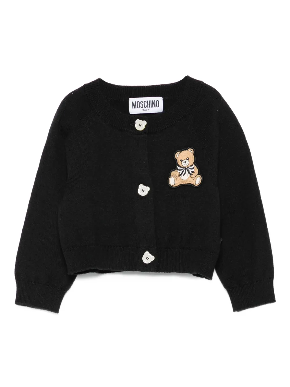 Moschino Kids teddy-applique cardigan - ブラック Moschino Kids teddy-applique cardigan - ブラック