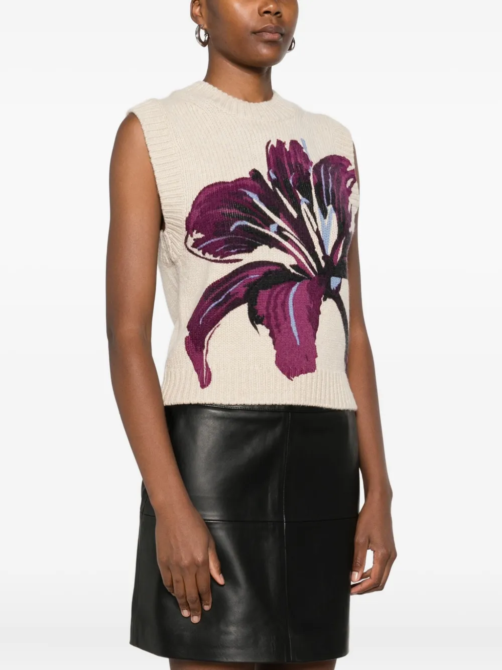 Eric Bompard Floral-print Sleeveless Vest In White