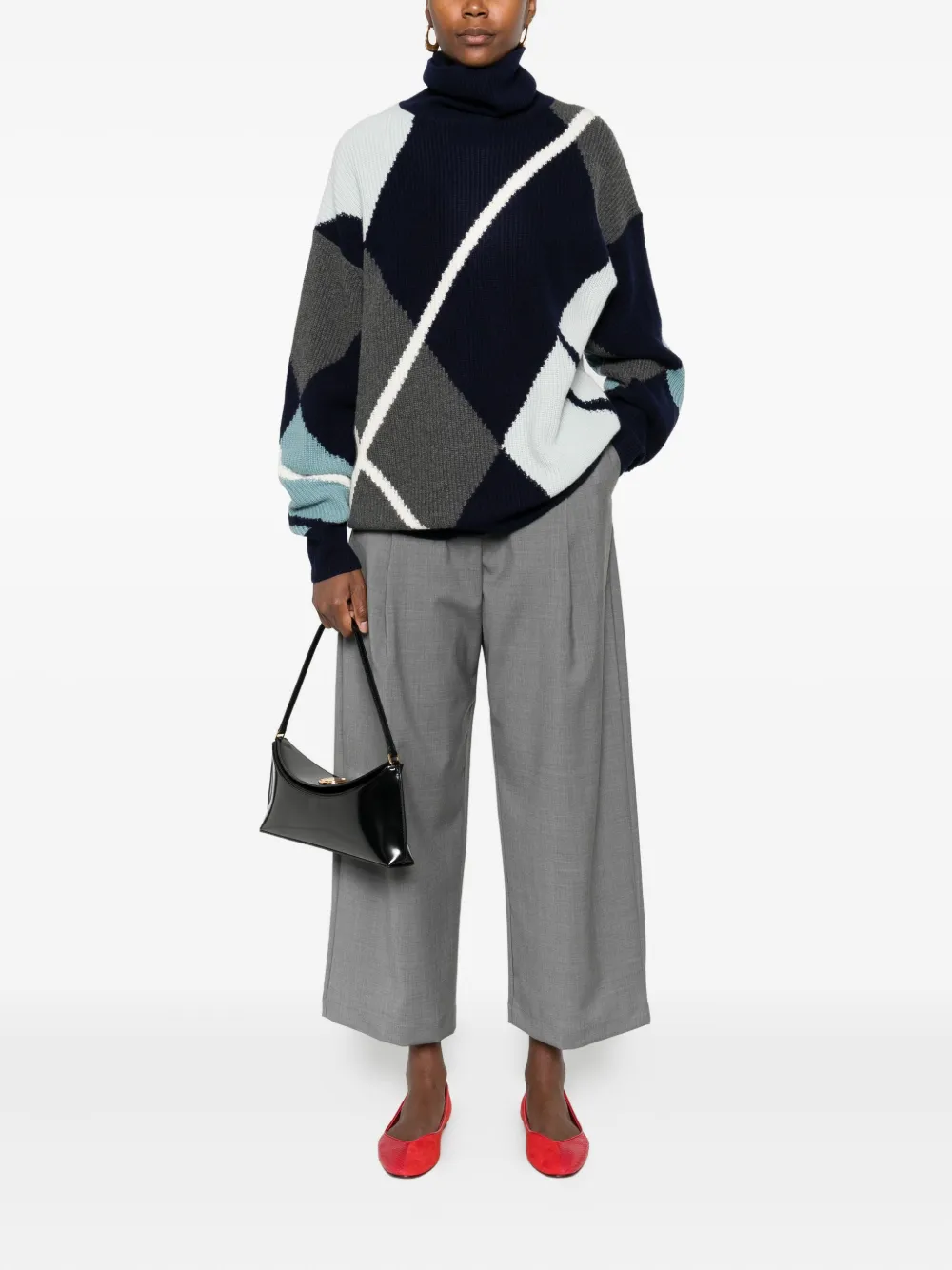 Eric Bompard Diamond-pattern Turtleneck Sweater In Multi