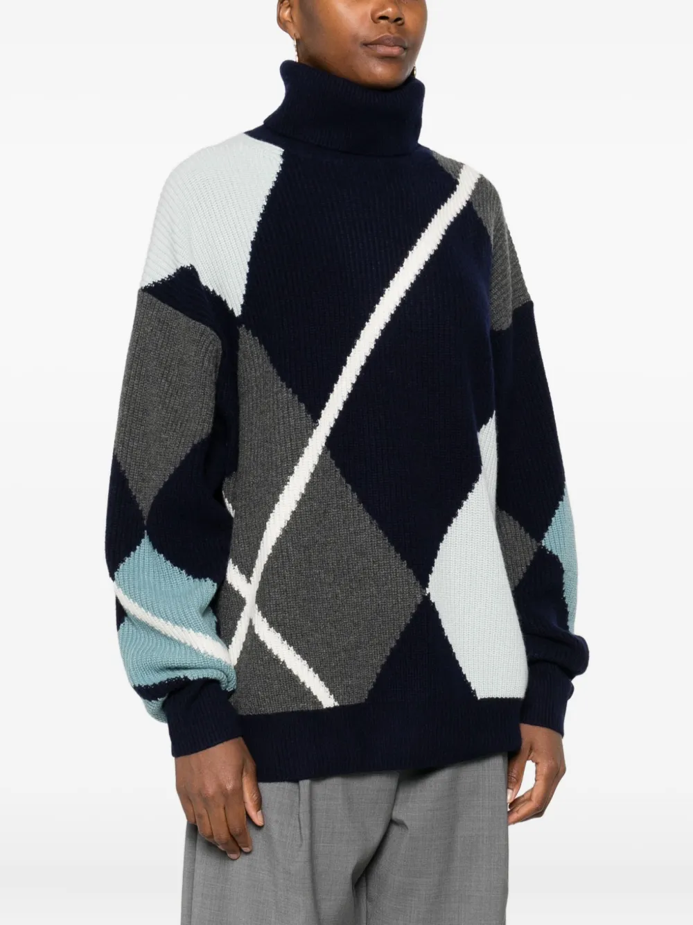 Eric Bompard Diamond-pattern Turtleneck Sweater In Multi