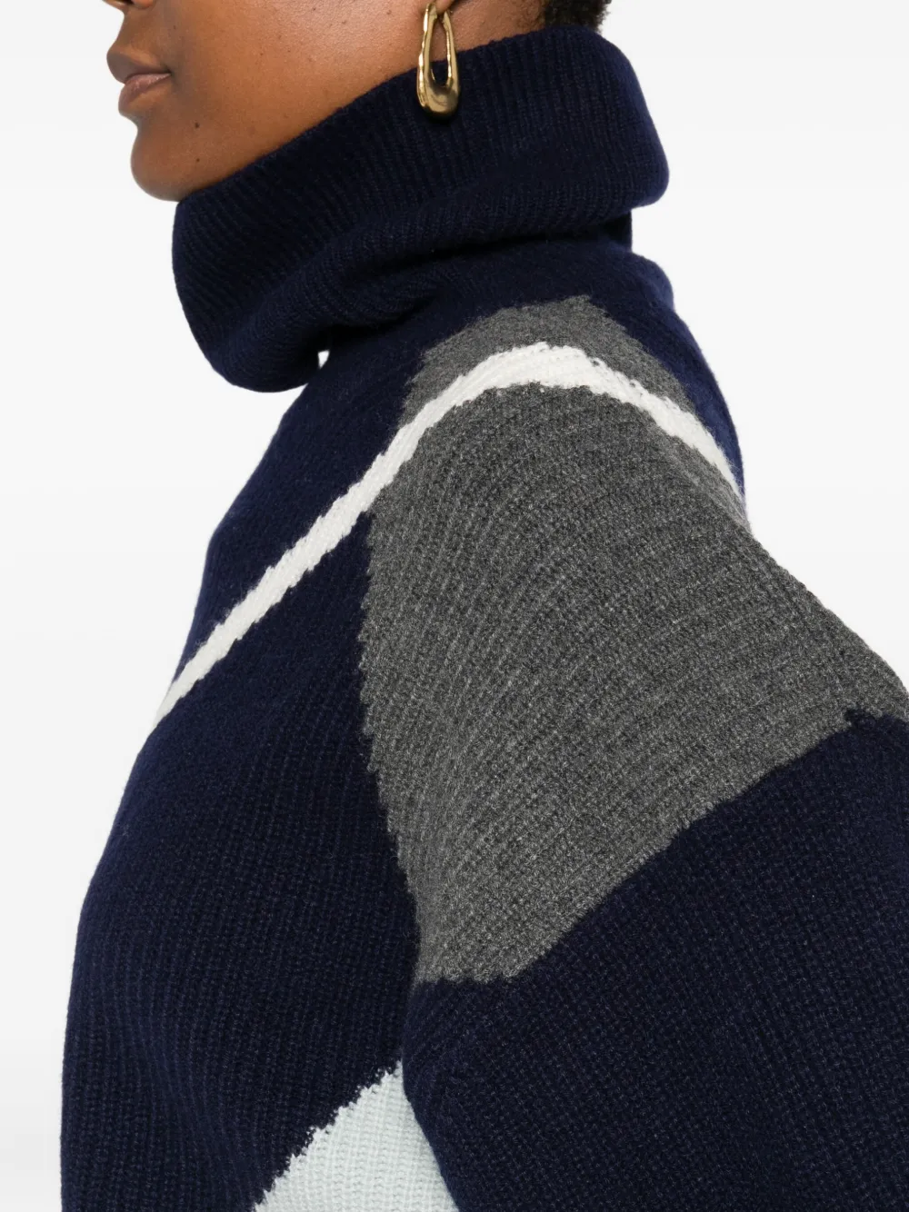 Eric Bompard Diamond-pattern Turtleneck Sweater In Multi