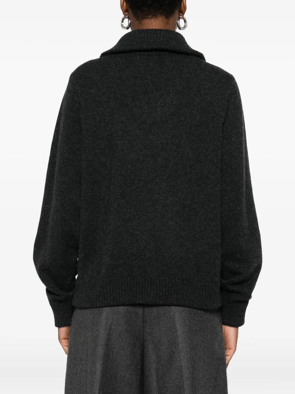 Eric Bompard Zip-neck Ribbed Sweater In Black