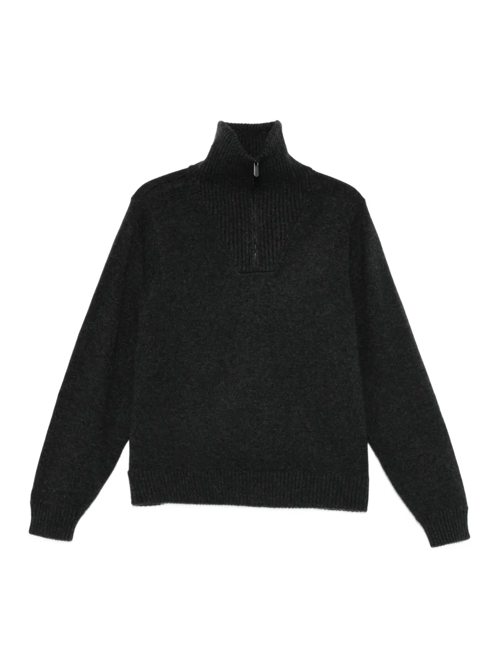 Eric Bompard Zip-neck Ribbed Sweater In Black