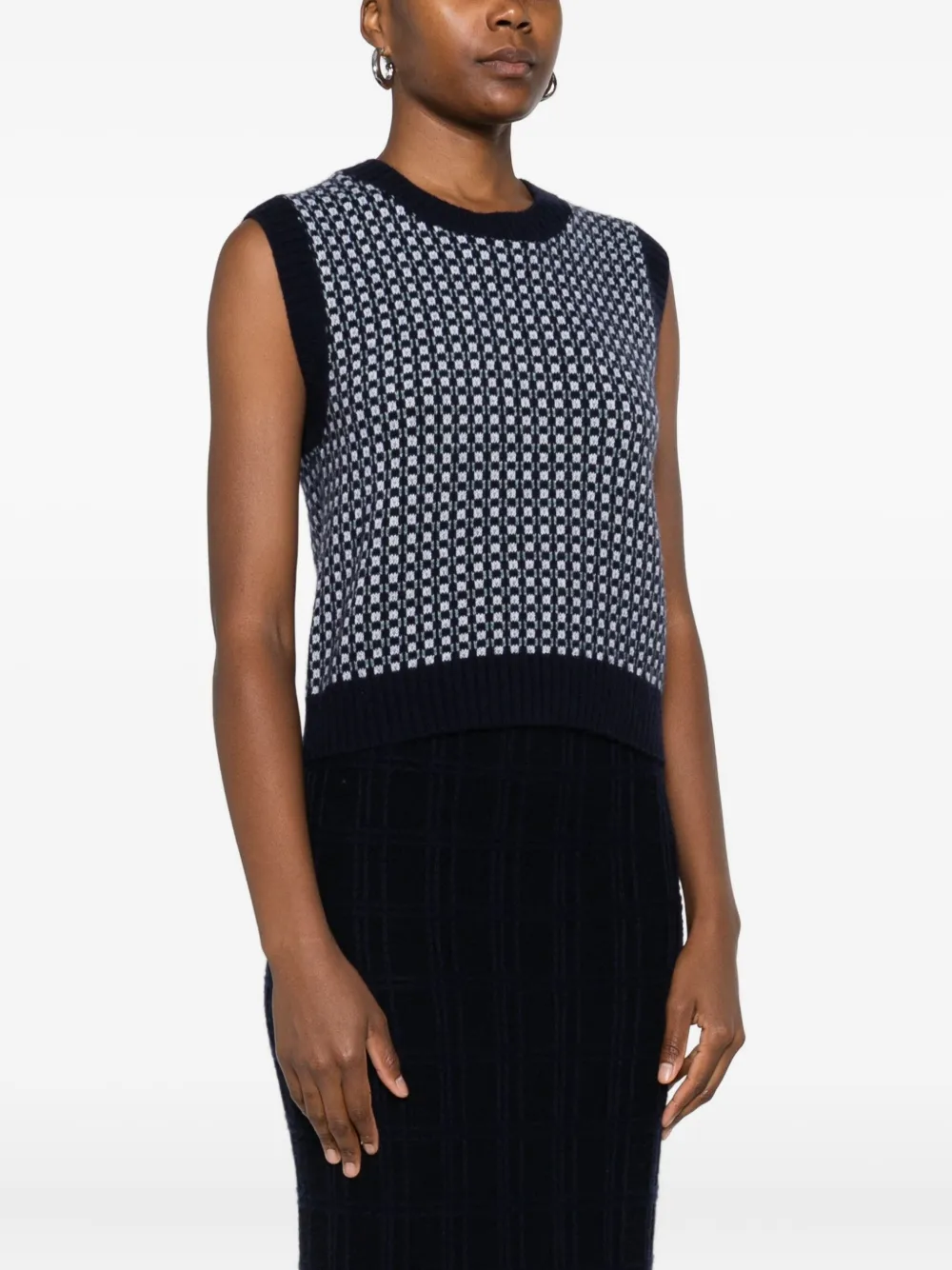 Eric Bompard Patterned Crew-neck Vest In Blue