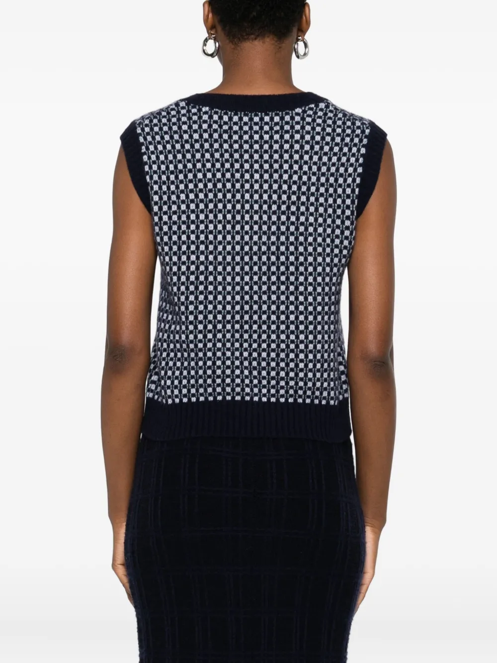 Eric Bompard Patterned Crew-neck Vest In Blue