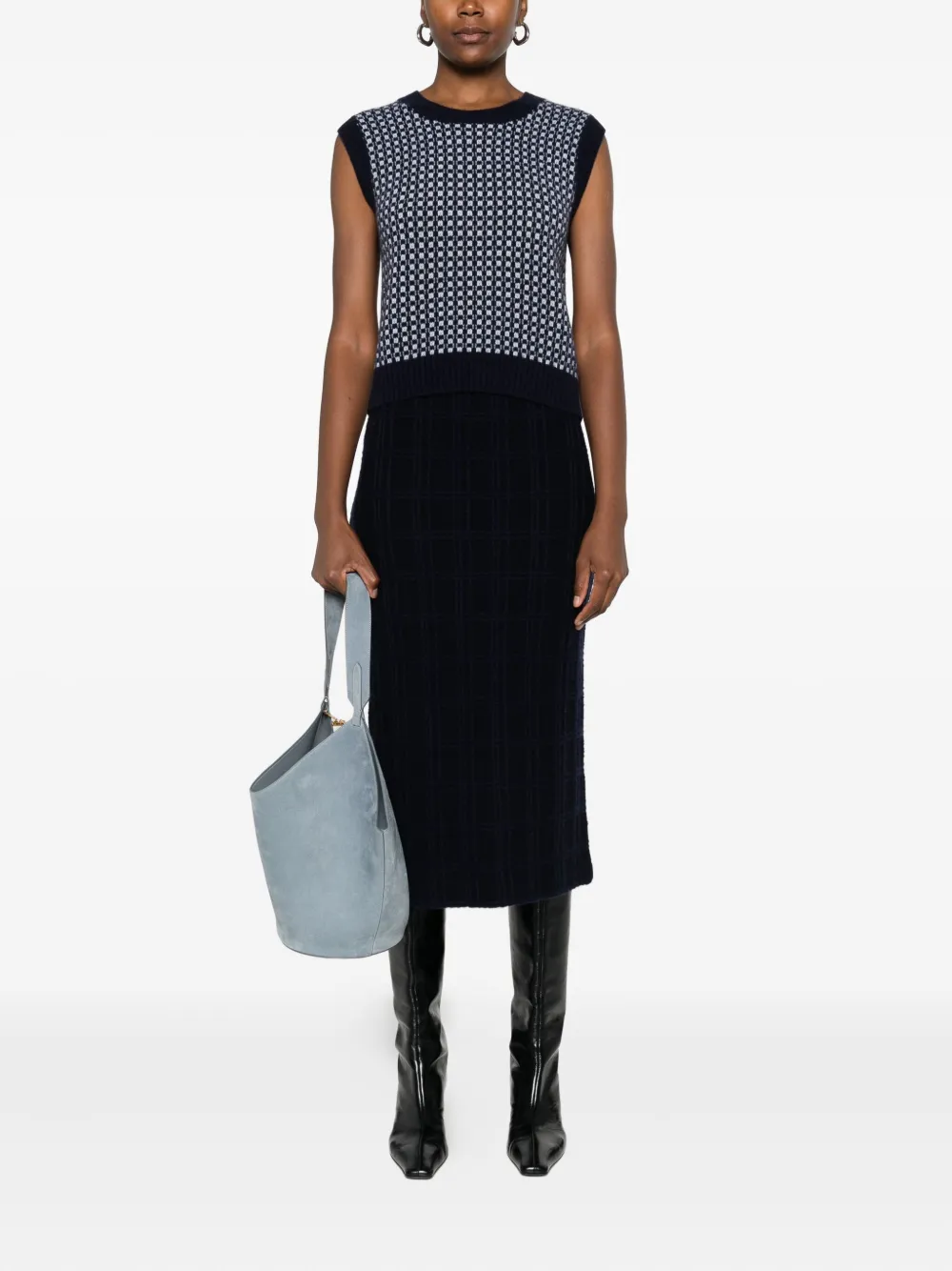 Eric Bompard Patterned Crew-neck Vest In Blue
