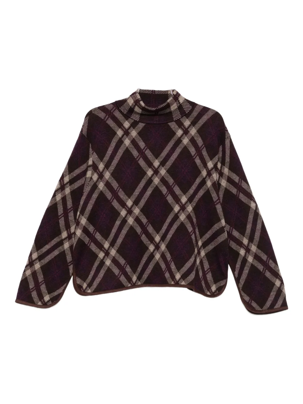 Eric Bompard チェック ハイネックセーター - パープル Eric Bompard チェック ハイネックセーター - パープル
